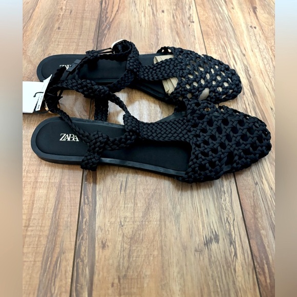 NWT Zara Satin Sandals With Braided Straps & Buckles - Picture 7 of 9
